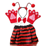 Maxbell Ladybird Costume Striped Skirt Gloves Outfit Party Favors Fancy Dress
