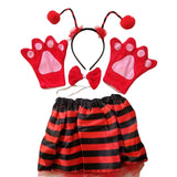 Maxbell Ladybird Costume Striped Skirt Gloves Outfit Party Favors Fancy Dress