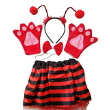 Maxbell Ladybird Costume Striped Skirt Gloves Outfit Party Favors Fancy Dress