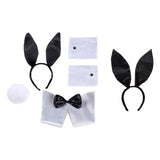 Maxbell Bunny Costume Set Arm Cuffs Rabbit Tail Black and White for Party Easter