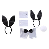 Maxbell Bunny Costume Set Arm Cuffs Rabbit Tail Black and White for Party Easter