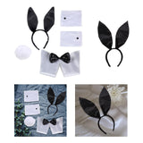 Maxbell Bunny Costume Set Arm Cuffs Rabbit Tail Black and White for Party Easter