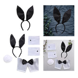 Maxbell Bunny Costume Set Arm Cuffs Rabbit Tail Black and White for Party Easter