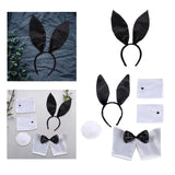 Maxbell Bunny Costume Set Arm Cuffs Rabbit Tail Black and White for Party Easter
