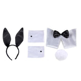 Maxbell Bunny Costume Set Arm Cuffs Rabbit Tail Black and White for Party Easter