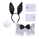 Maxbell Bunny Costume Set Arm Cuffs Rabbit Tail Black and White for Party Easter