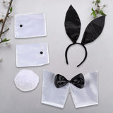 Maxbell Bunny Costume Set Arm Cuffs Rabbit Tail Black and White for Party Easter