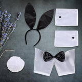 Maxbell Bunny Costume Set Arm Cuffs Rabbit Tail Black and White for Party Easter