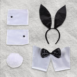 Maxbell Bunny Costume Set Arm Cuffs Rabbit Tail Black and White for Party Easter