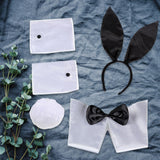 Maxbell Bunny Costume Set Arm Cuffs Rabbit Tail Black and White for Party Easter