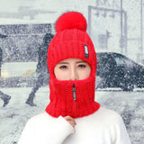 Maxbell Women Winter Hat Scarf beanie Caps Girls Headwear Knitted for Skiing Hiking Red