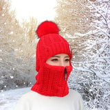 Maxbell Women Winter Hat Scarf beanie Caps Girls Headwear Knitted for Skiing Hiking Red