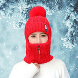 Maxbell Women Winter Hat Scarf beanie Caps Girls Headwear Knitted for Skiing Hiking Red