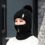 Maxbell Women Winter Hat Scarf beanie Caps Girls Headwear Knitted for Skiing Hiking Black