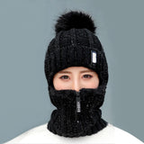 Maxbell Women Winter Hat Scarf beanie Caps Girls Headwear Knitted for Skiing Hiking Black