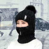 Maxbell Women Winter Hat Scarf beanie Caps Girls Headwear Knitted for Skiing Hiking Black