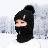 Maxbell Women Winter Hat Scarf beanie Caps Girls Headwear Knitted for Skiing Hiking Black