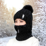 Maxbell Women Winter Hat Scarf beanie Caps Girls Headwear Knitted for Skiing Hiking Black