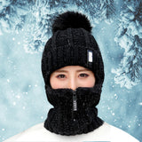 Maxbell Women Winter Hat Scarf beanie Caps Girls Headwear Knitted for Skiing Hiking Black