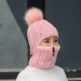 Maxbell Women Winter Hat Scarf beanie Caps Girls Headwear Knitted for Skiing Hiking Pink