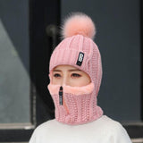 Maxbell Women Winter Hat Scarf beanie Caps Girls Headwear Knitted for Skiing Hiking Pink