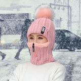 Maxbell Women Winter Hat Scarf beanie Caps Girls Headwear Knitted for Skiing Hiking Pink