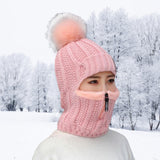 Maxbell Women Winter Hat Scarf beanie Caps Girls Headwear Knitted for Skiing Hiking Pink