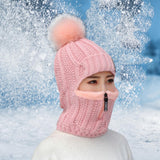 Maxbell Women Winter Hat Scarf beanie Caps Girls Headwear Knitted for Skiing Hiking Pink