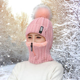 Maxbell Women Winter Hat Scarf beanie Caps Girls Headwear Knitted for Skiing Hiking Pink