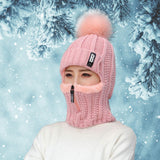 Maxbell Women Winter Hat Scarf beanie Caps Girls Headwear Knitted for Skiing Hiking Pink