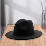 Maxbell Fedora Hat Fashion Comfortable Felt Panama Hat for Travel Costume Accessory Black