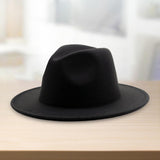 Maxbell Fedora Hat Fashion Comfortable Felt Panama Hat for Travel Costume Accessory Black