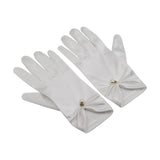 Maxbell 1 Pair Bride Wedding Satin Gloves Short White for Evening Banquet Girls