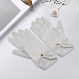 Maxbell 1 Pair Bride Wedding Satin Gloves Short White for Evening Banquet Girls