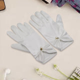 Maxbell 1 Pair Bride Wedding Satin Gloves Short White for Evening Banquet Girls