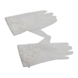 Maxbell Women Lace Glove White Floral Gloves Wrist Length Thin Bridal Gloves