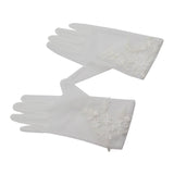 Maxbell Women Lace Glove White Floral Gloves Wrist Length Thin Bridal Gloves