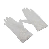 Maxbell Women Lace Glove White Floral Gloves Wrist Length Thin Bridal Gloves
