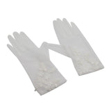 Maxbell Women Lace Glove White Floral Gloves Wrist Length Thin Bridal Gloves