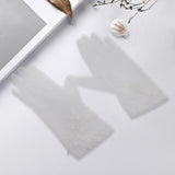 Maxbell Women Lace Glove White Floral Gloves Wrist Length Thin Bridal Gloves