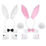 Maxbell Bunny Costume Set Arm Cuffs Animal Ears Hair Band for Halloween Masquerade white