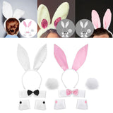 Maxbell Bunny Costume Set Arm Cuffs Animal Ears Hair Band for Halloween Masquerade white