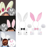 Maxbell Bunny Costume Set Arm Cuffs Animal Ears Hair Band for Halloween Masquerade white