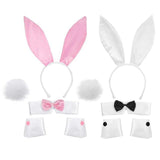 Maxbell Bunny Costume Set Arm Cuffs Animal Ears Hair Band for Halloween Masquerade white