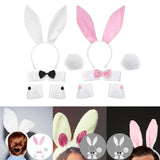 Maxbell Bunny Costume Set Arm Cuffs Animal Ears Hair Band for Halloween Masquerade white
