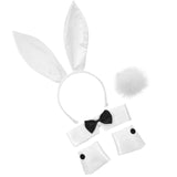Maxbell Bunny Costume Set Arm Cuffs Animal Ears Hair Band for Halloween Masquerade white