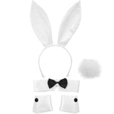 Maxbell Bunny Costume Set Arm Cuffs Animal Ears Hair Band for Halloween Masquerade white