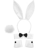 Maxbell Bunny Costume Set Arm Cuffs Animal Ears Hair Band for Halloween Masquerade white