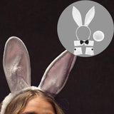 Maxbell Bunny Costume Set Arm Cuffs Animal Ears Hair Band for Halloween Masquerade white