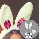 Maxbell Bunny Costume Set Arm Cuffs Animal Ears Hair Band for Halloween Masquerade white